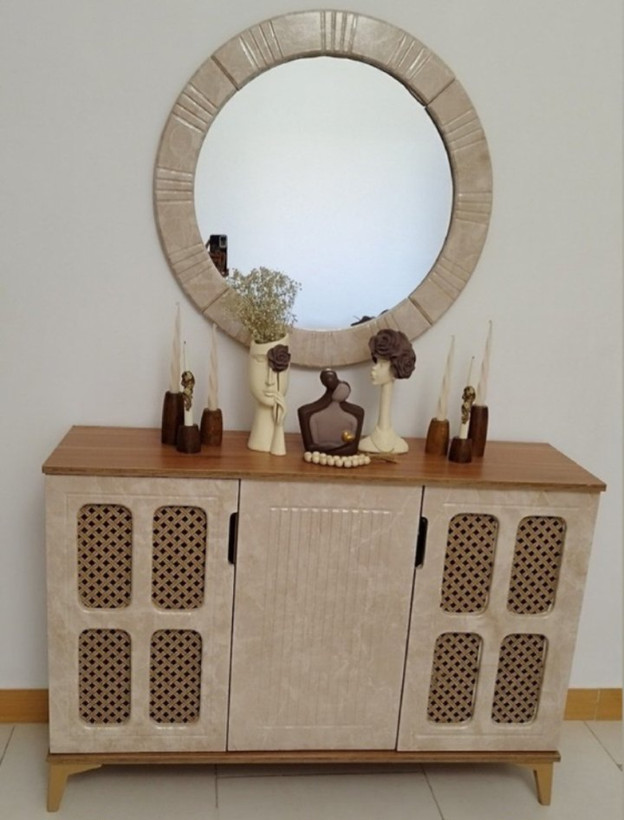 کنسول و آینه طرح حصیری پنجره ای