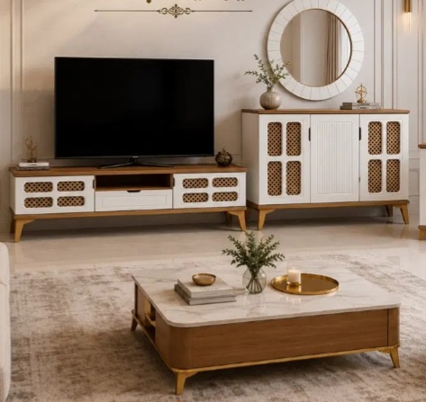 آینه و کنسول  و میز تی وی مدل حصیری
